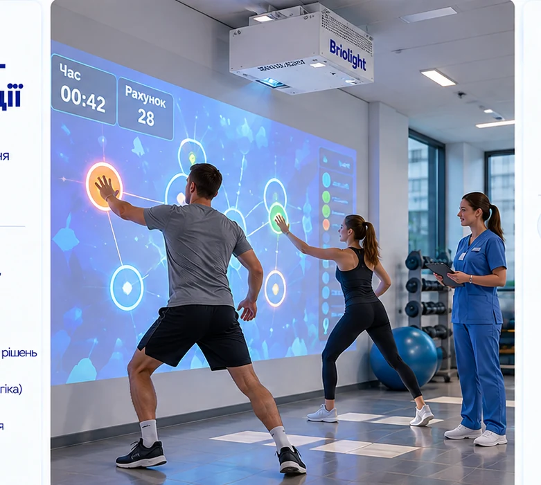 Rehabilitation equipment: Briolight IW-R wall-mounted cognitive-motor rehabilitation module