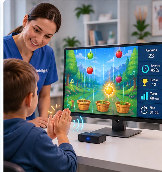 Rehabilitation equipment: Briolight MN-R module for coordination, rhythm and motor timing